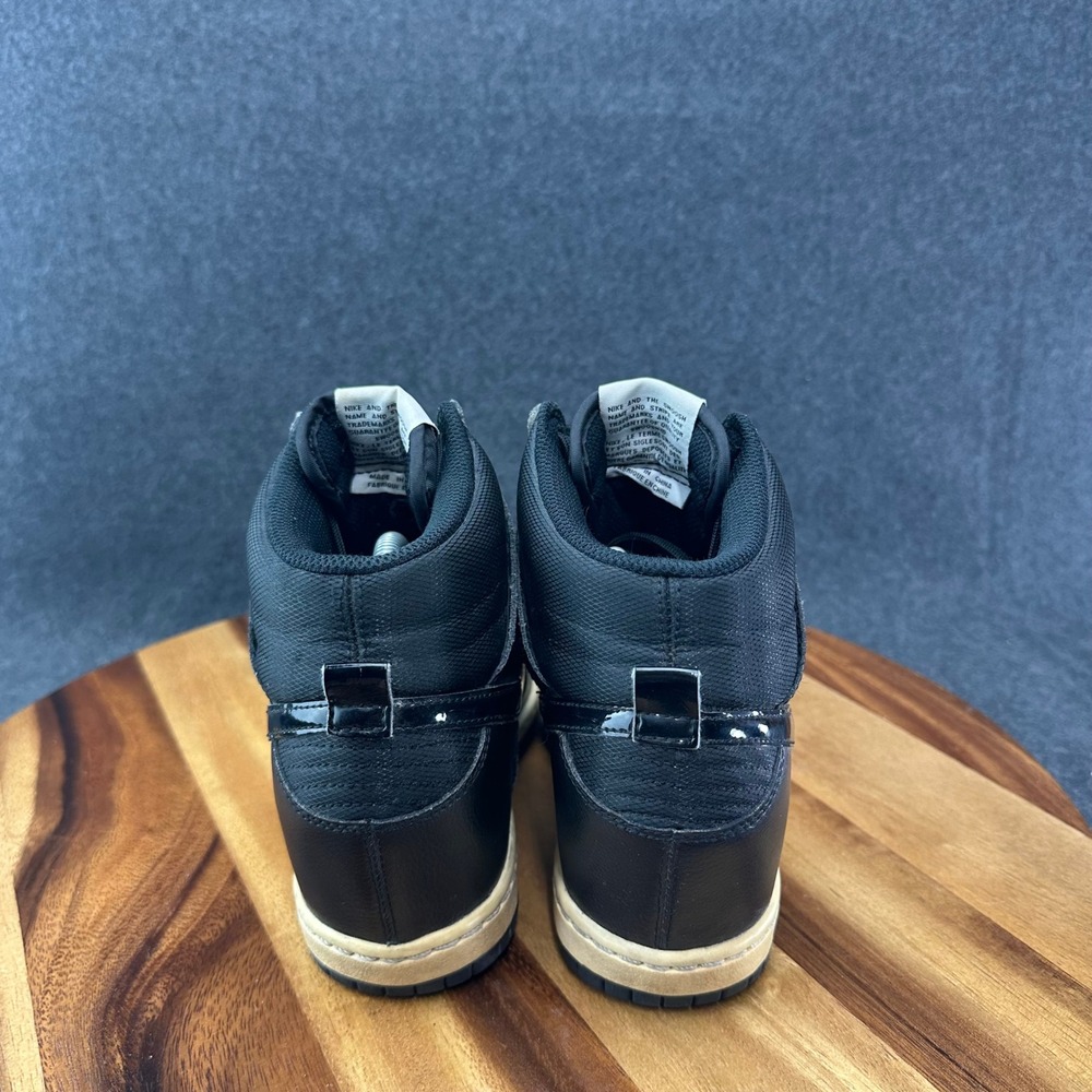 Nike Dunk Sky Hi Shoes Womens 8.5 Essential Triple Black Leather Wedge High Top - Picture 6 of 10